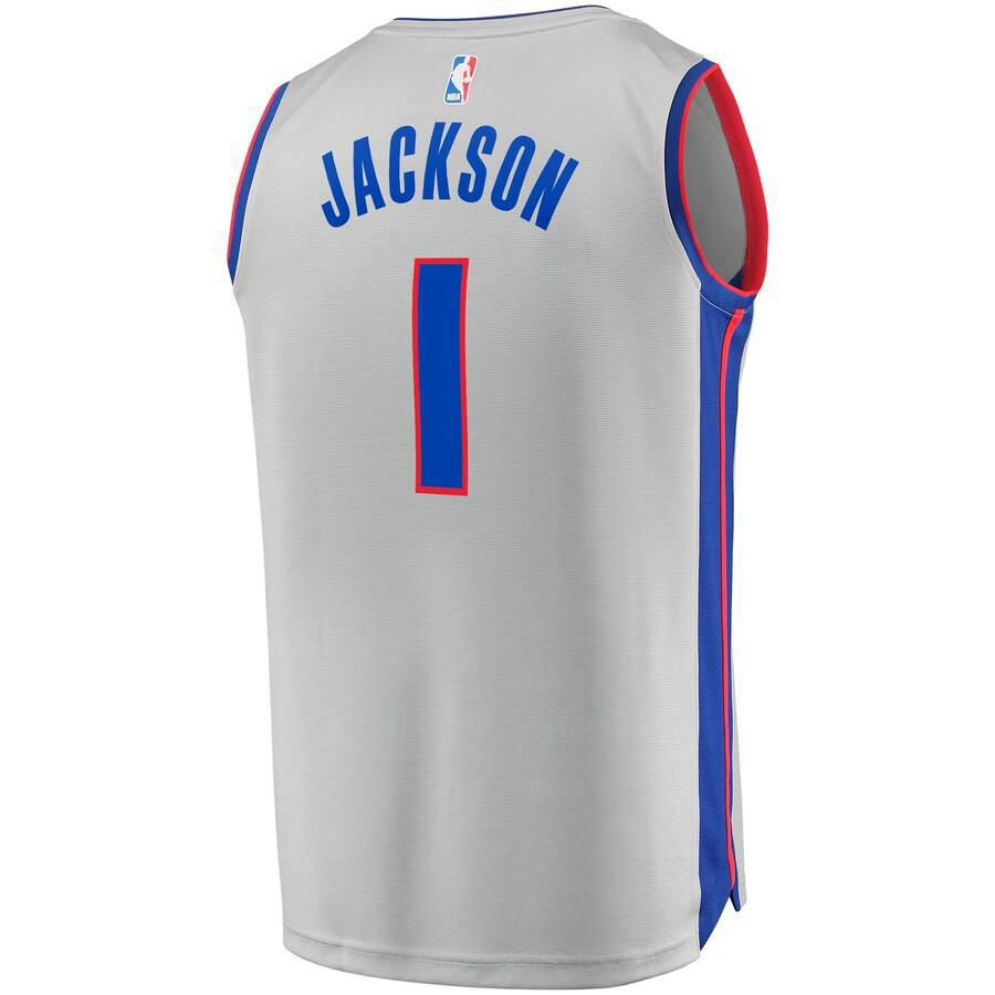 Detroit Pistons Reggie Jackson Fanatics Branded Replica Fast Break Statement Jersey Mens - Grey | Ireland Z8986X7